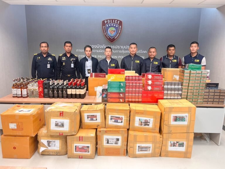 Gemeinsame Polizei- und Zollaktion gegen illegale Zigaretten und Alkohol in Hat Yai