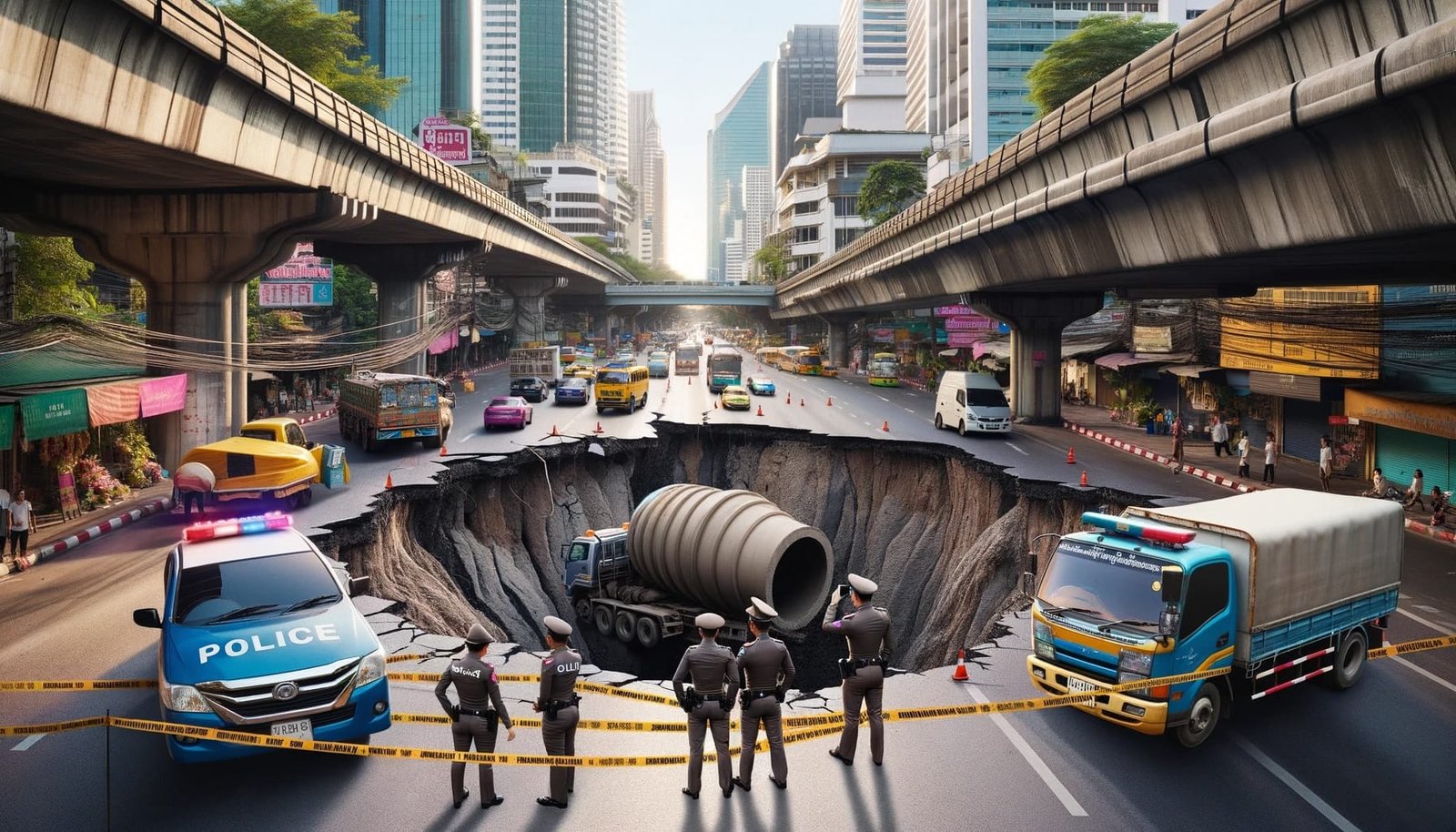 Bangkok LKW bricht ein